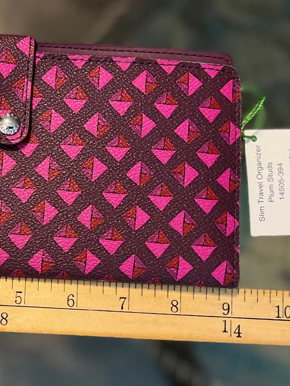 Vera Bradley Slim Travel Organizer Wallet Plum Studs NWT RFID Clutch